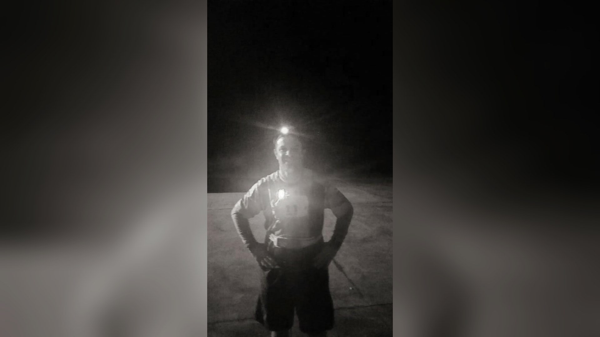Christopher Parsons running the Palmetto 200 relay at night with a headlamp on a back road in South Carolina